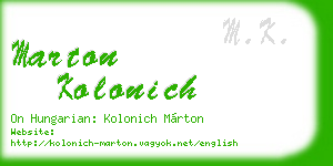 marton kolonich business card